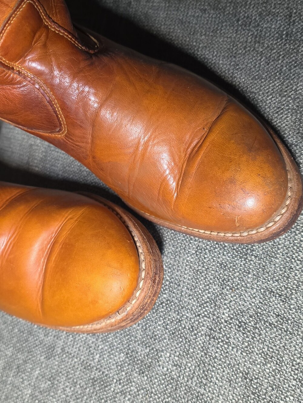 Vintage 70s ACME Leather Winter Campus Boots Sherpa Lined USA Made 7.5 - Picture 6 of 14